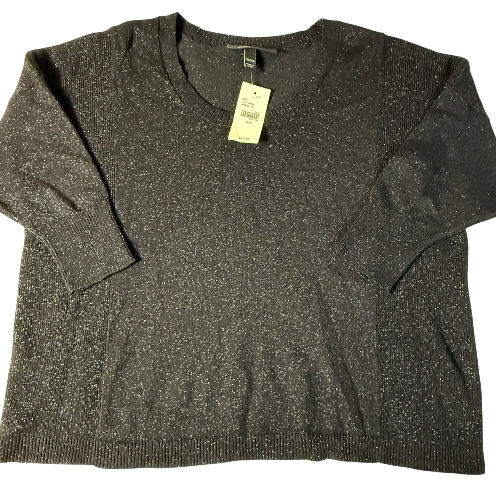 Lane Bryant Shimmer Sweater Women 14/16 Black‎ Metallic Knit NWT